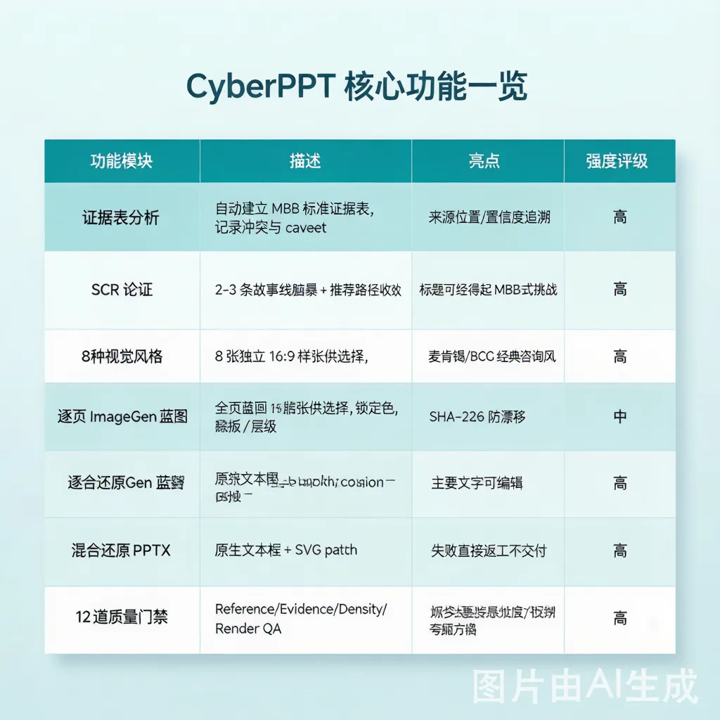 功能对比表