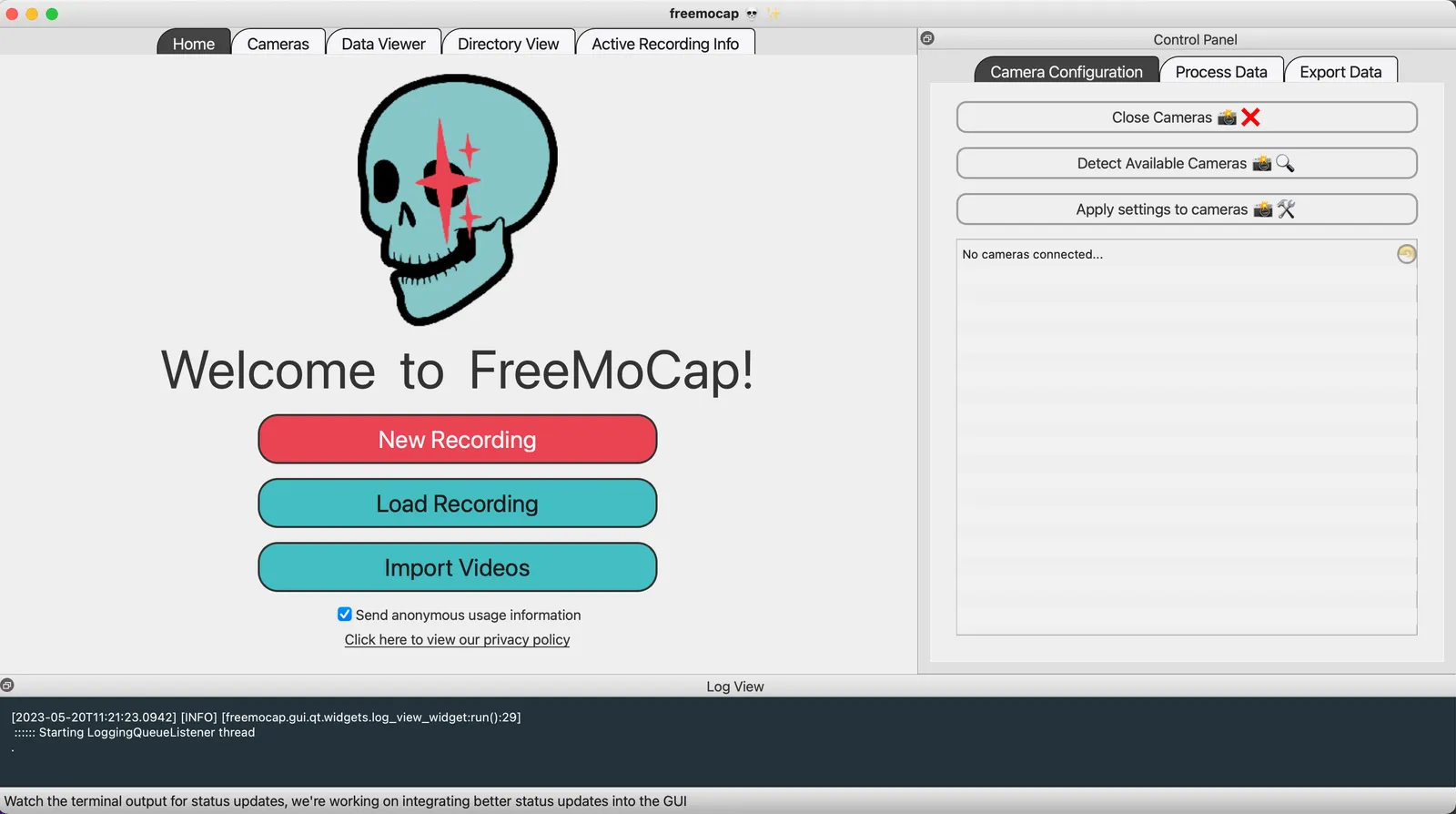 freeMoCap GUI 界面