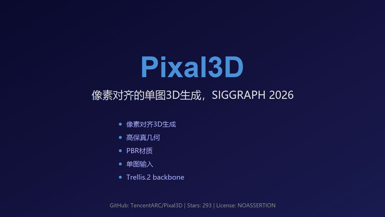 🔥 Pixal3D：像素对齐的单图 3D 生成，SIGGRAPH 2026
