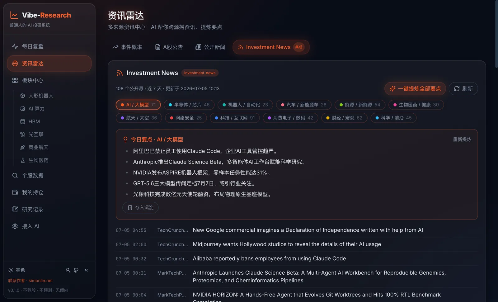 资讯雷达