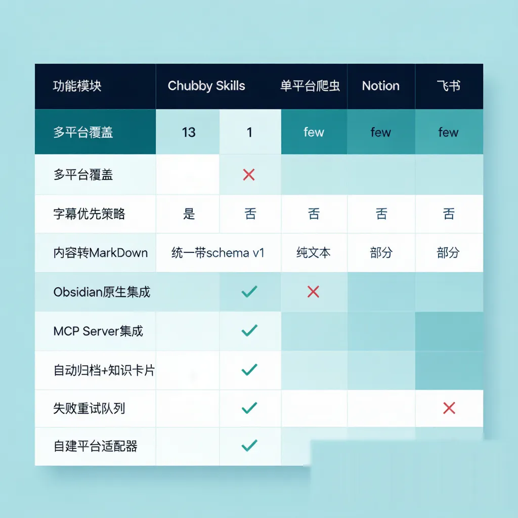 Chubby Skills 功能对比
