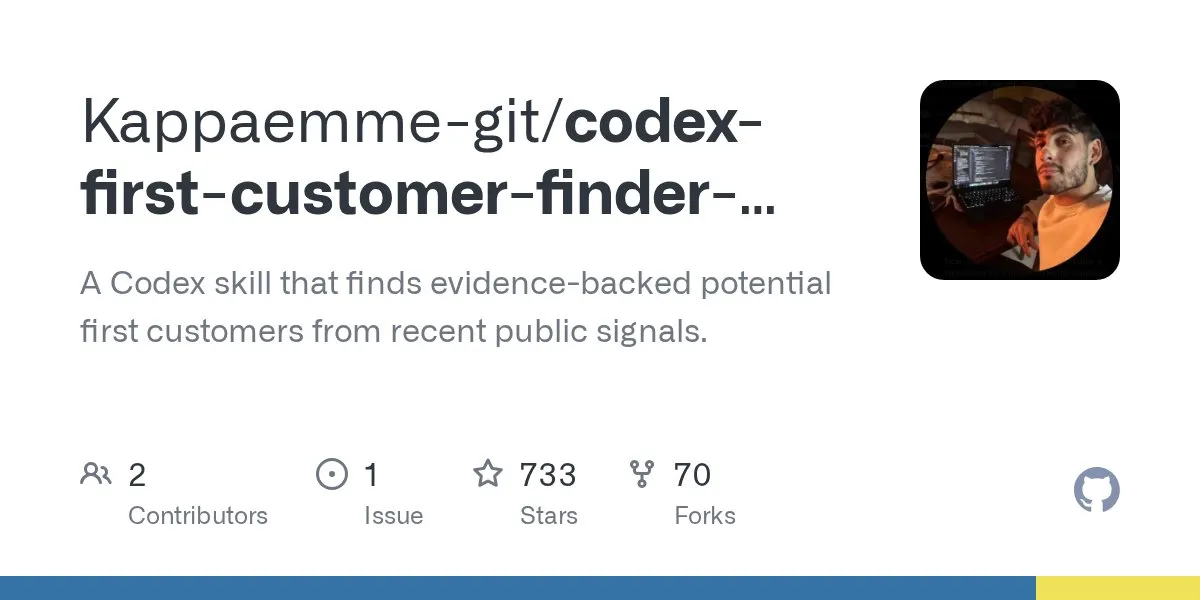 Codex First Customer Finder Skill