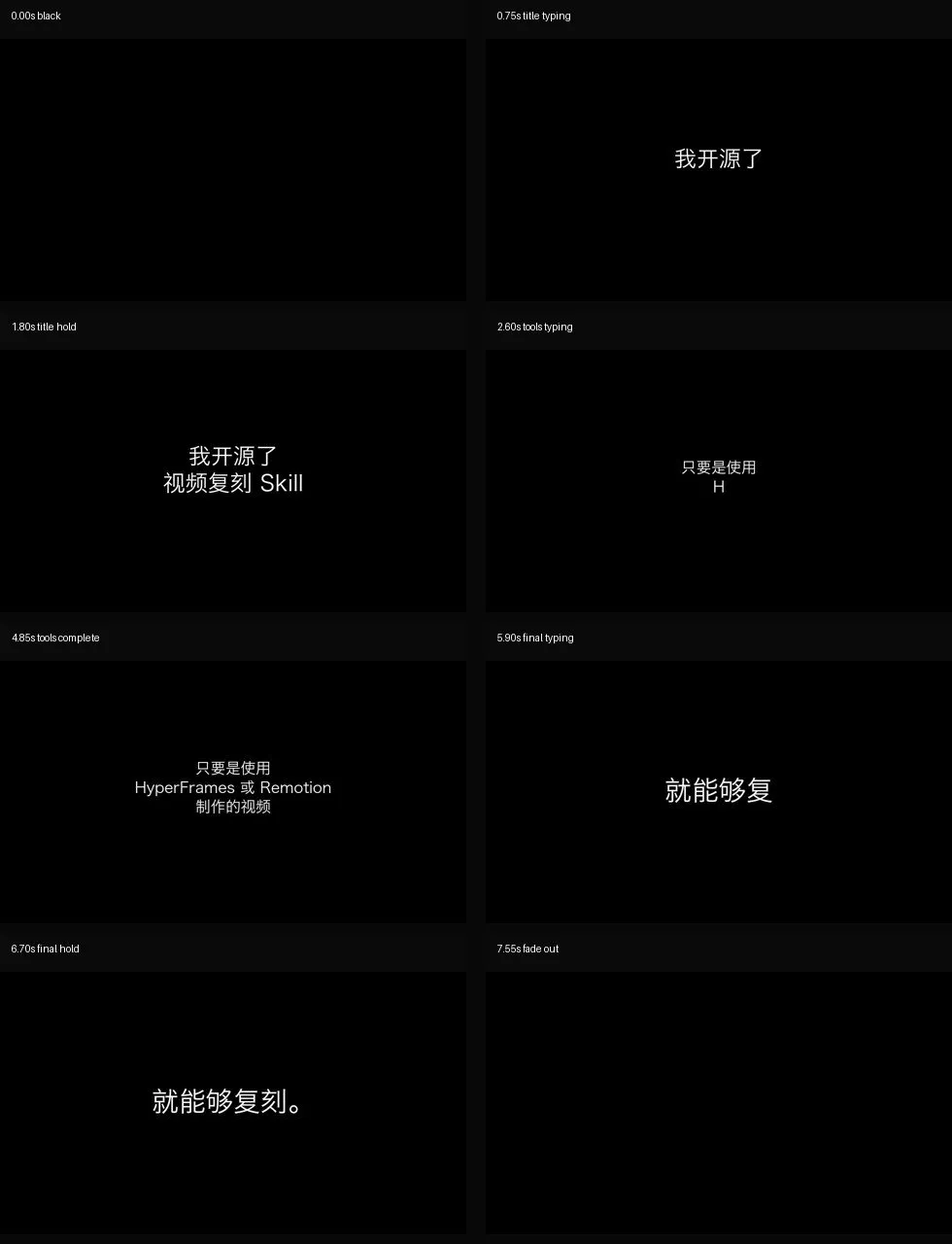 黑底白字开场演示